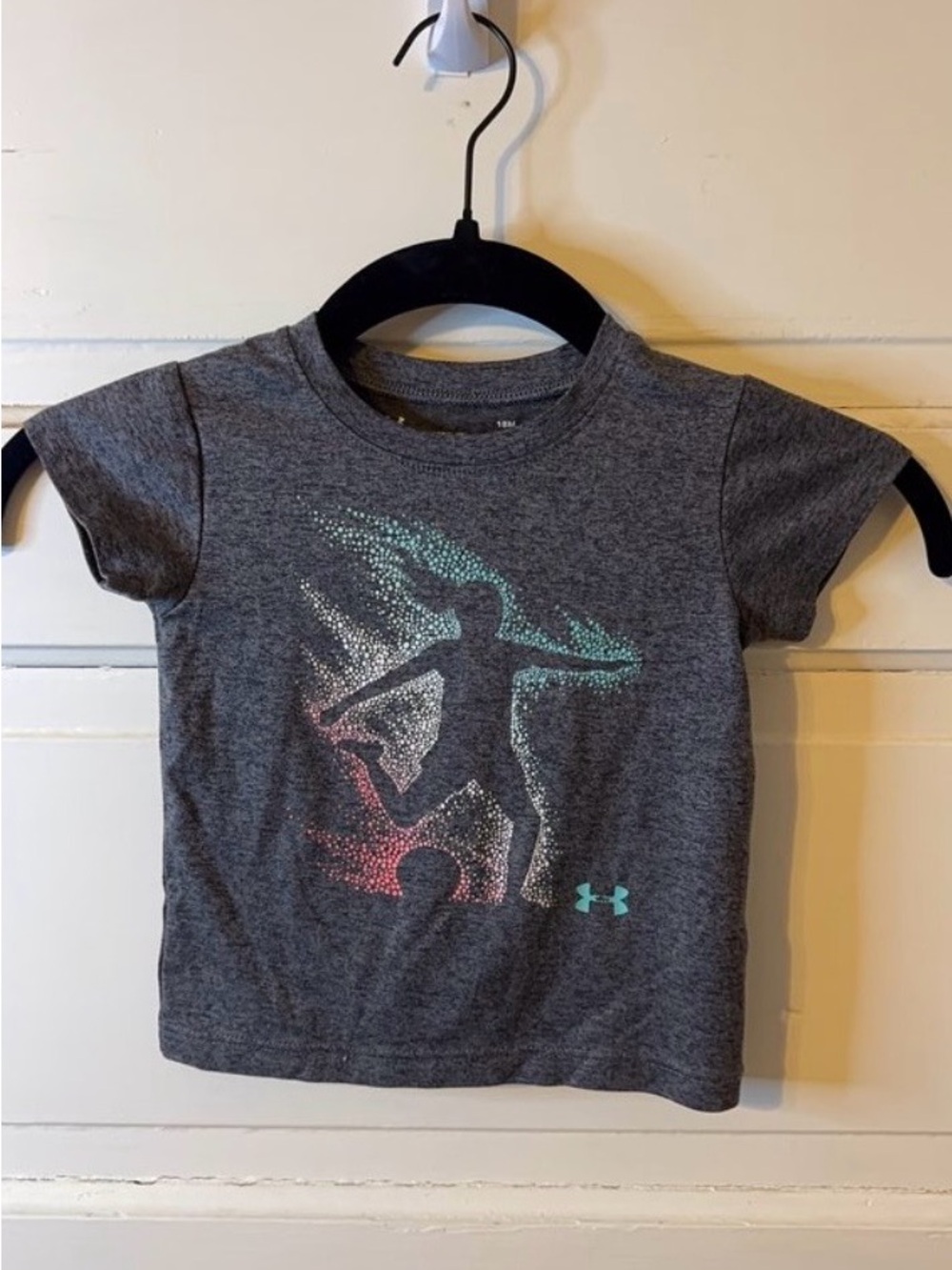 Under Armour Gray Short Sleeve Tee with Colorful Athlete Graphic